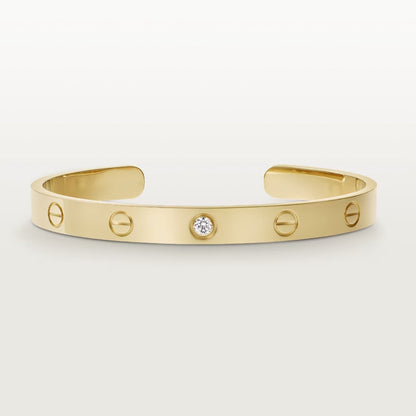 [vivabelle]LOVE BRACELET 6.1MM 1 DIAMOND OPEN CUFF