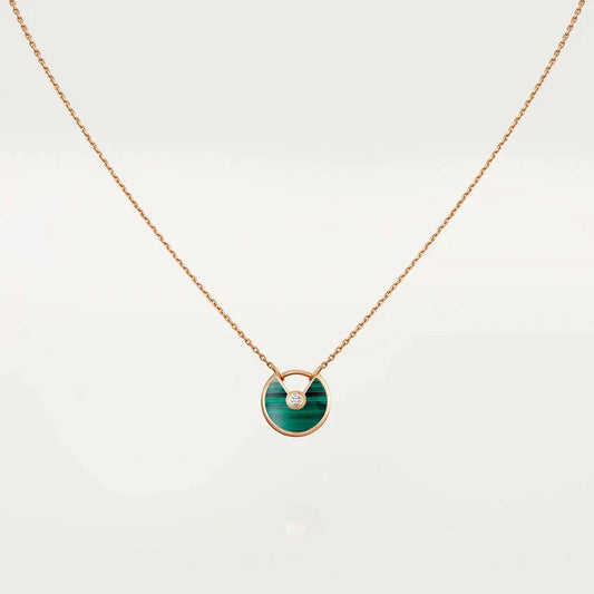 [vivabelle]AMULETTE ROSE GOLD MALACHITE NECKLACE