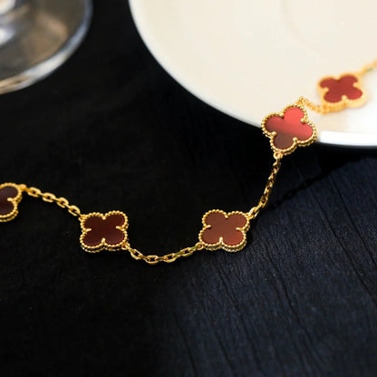 [vivabelle]CLOVER 5 MOTIFS RED AGATE  BRACELET
