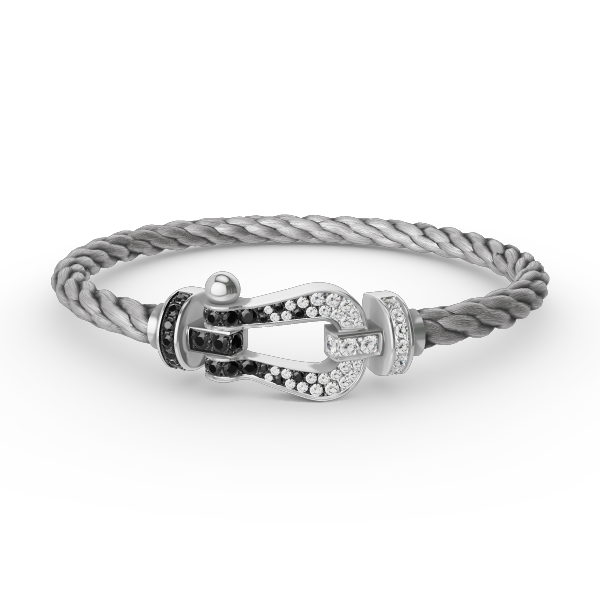 [vivabelle]FORCE LARGE HORSESHOE BLACK WHITE DIAMOND BRACELET SILVER