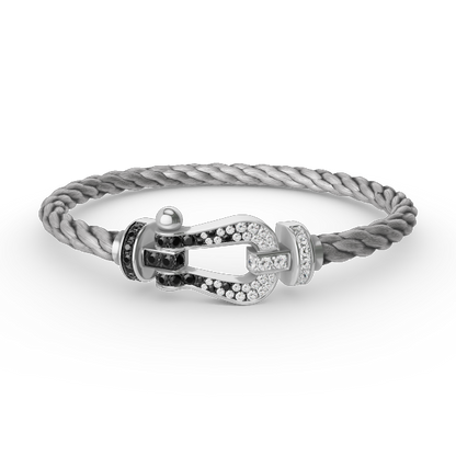 [vivabelle]FORCE LARGE HORSESHOE BLACK WHITE DIAMOND BRACELET SILVER