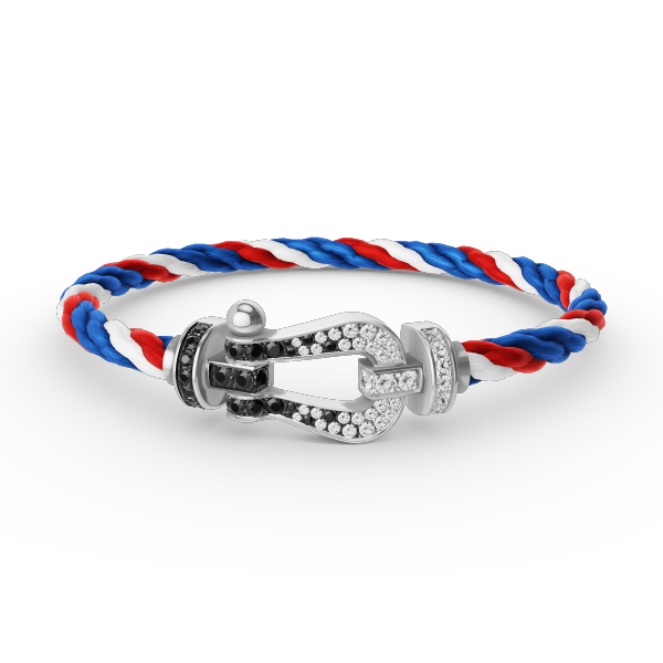 [vivabelle]FORCE LARGE HORSESHOE BLACK WHITE DIAMOND BRACELET SILVER