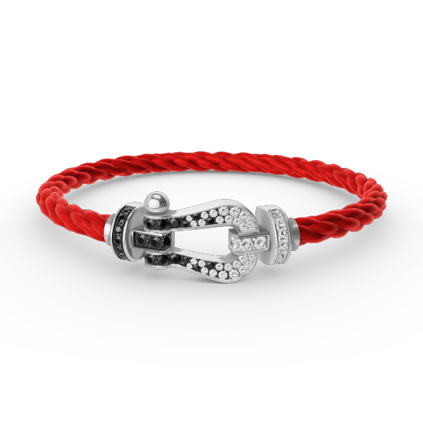 [vivabelle]FORCE LARGE HORSESHOE BLACK WHITE DIAMOND BRACELET SILVER