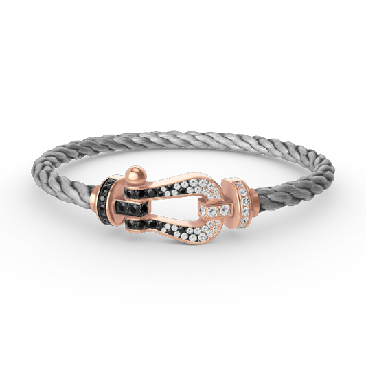 [vivabelle]FORCE LARGE HORSESHOE BLACK WHITE DIAMOND BRACELET ROSE GOLD