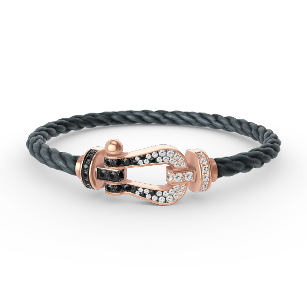 [vivabelle]FORCE LARGE HORSESHOE BLACK WHITE DIAMOND BRACELET ROSE GOLD