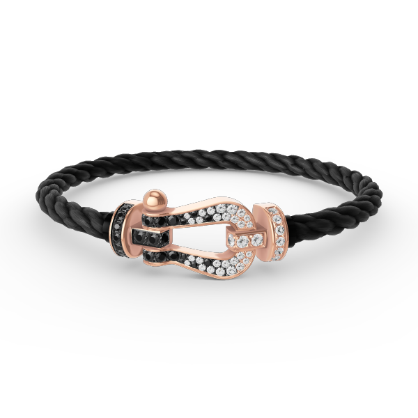 [vivabelle]FORCE LARGE HORSESHOE BLACK WHITE DIAMOND BRACELET ROSE GOLD