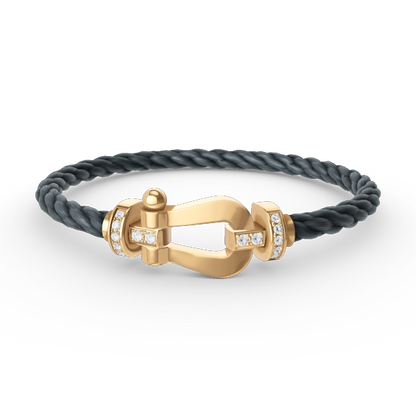 [vivabelle]FORCE LARGE HORSESHOE HALF DIAMOND BRACELET GOLD