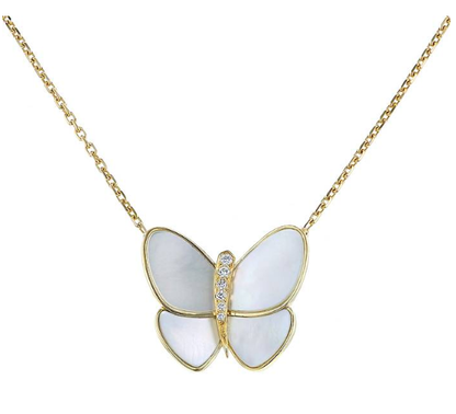 [vivabelle]BUTTERFLY GOLD MOP DIAMOND NECKLACE