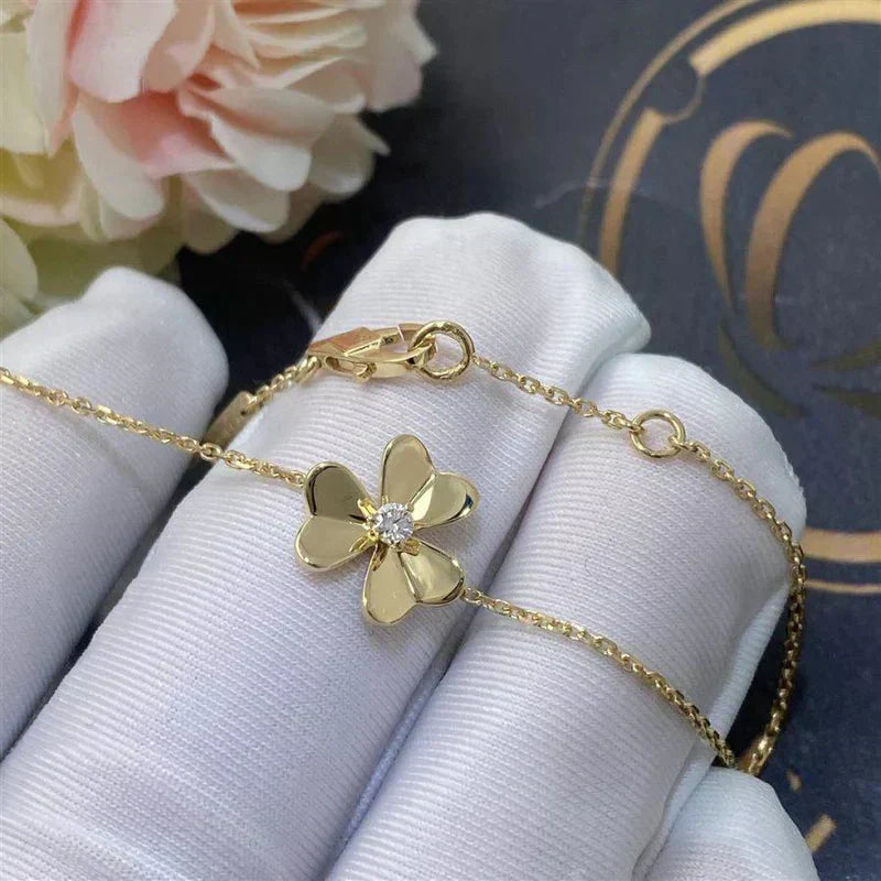 [vivabelle]FRIVOLE GOLD FLOWER PINK MALACHITE BRACELET