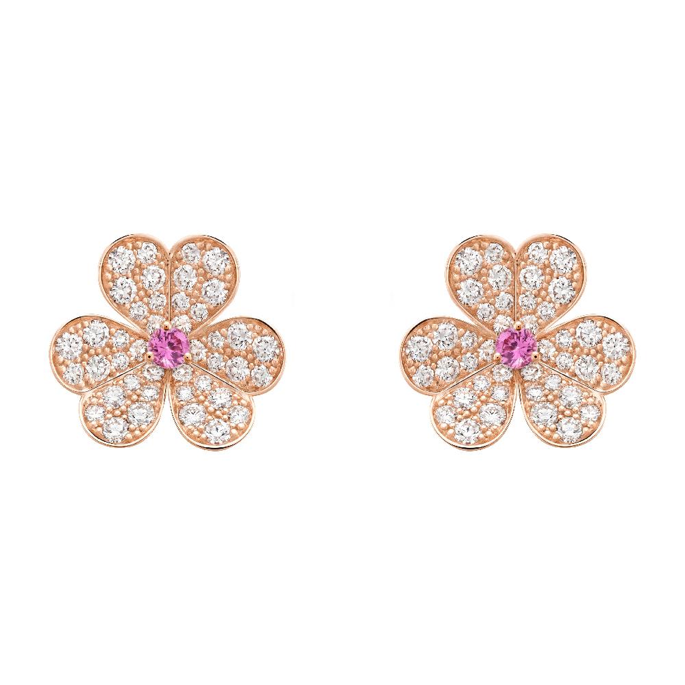 [vivabelle]FRIVOLE PINK GOLD FLOWER DIAMOND EARRINGS