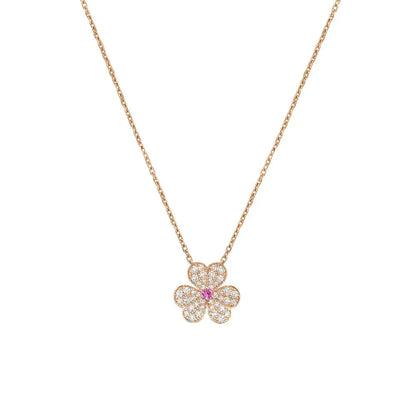 [vivabelle]FRIVOLE ROSE GOLD FLOWER DIAMOND NECKLACE