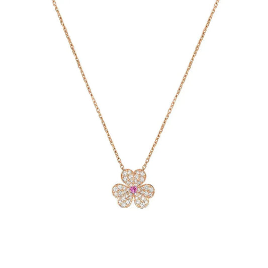 [vivabelle]FRIVOLE ROSE GOLD FLOWER DIAMOND NECKLACE