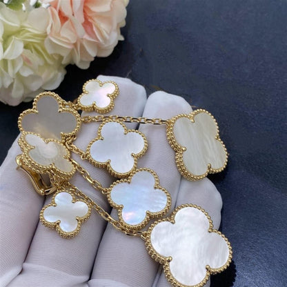 [vivabelle]CLOVER EARRINGS WHITE MOP 4 MOTIFS GOLD