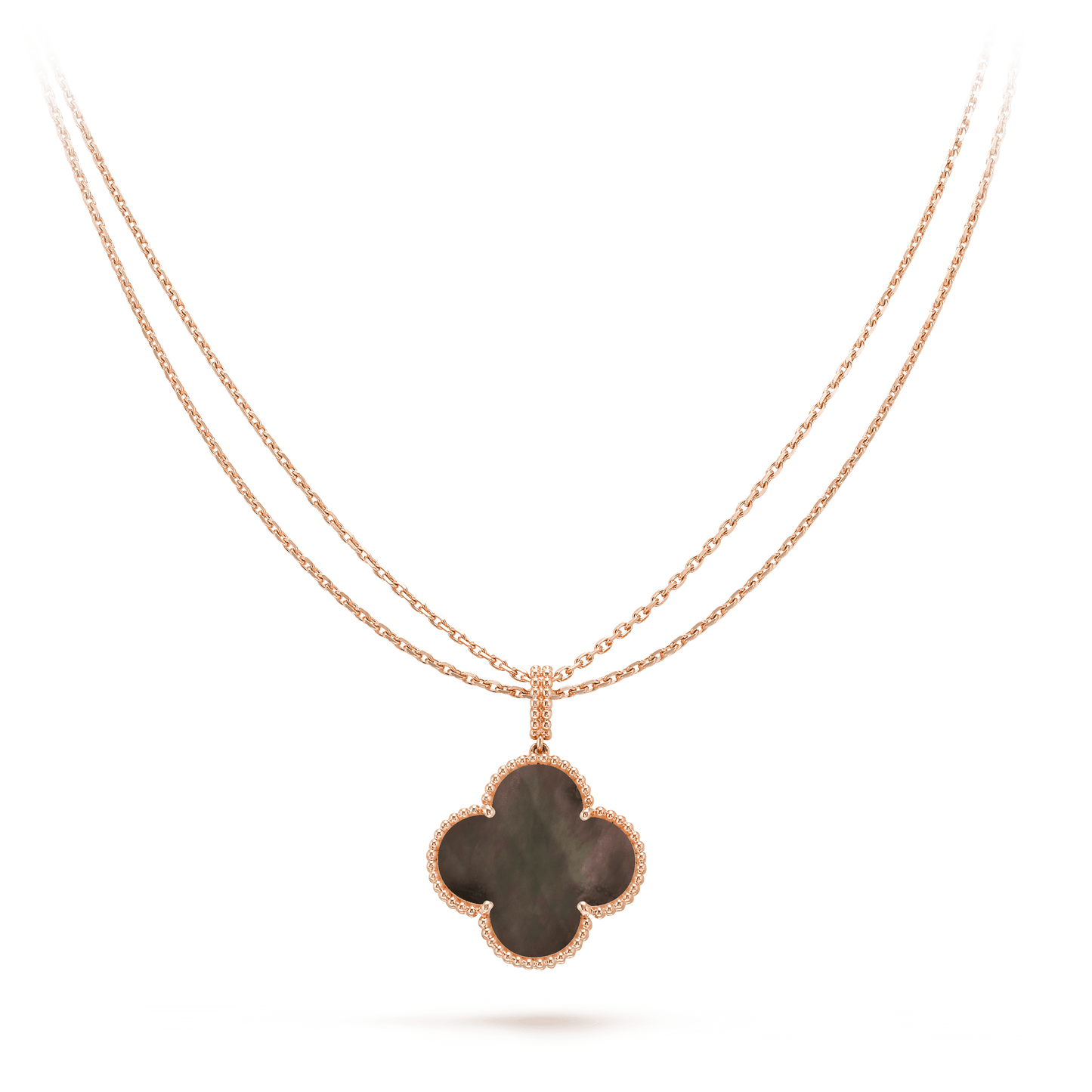 [vivabelle]CLOVER 25MM GOLD DARK MOP BIG CLOVER NECKLACE