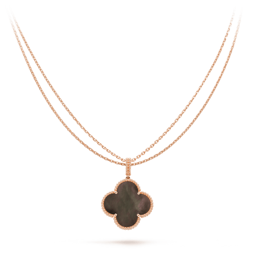 [vivabelle]CLOVER 25MM GOLD DARK MOP BIG CLOVER NECKLACE
