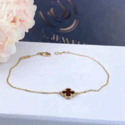 [vivabelle]CLOVER  CARNELIAN SINGLE FLOWER BRACELET
