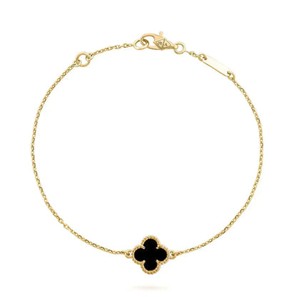 [vivabelle]CLOVER ONYX SINGLE FLOWER BRACELET