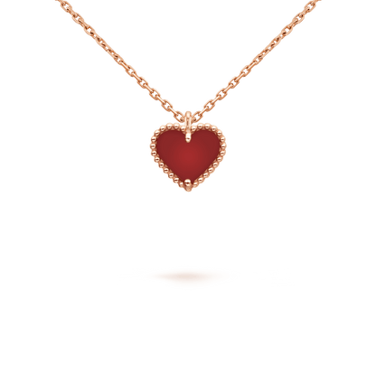 [vivabelle]SWEET CLOVER CARNELIAN HEART NECKLACE