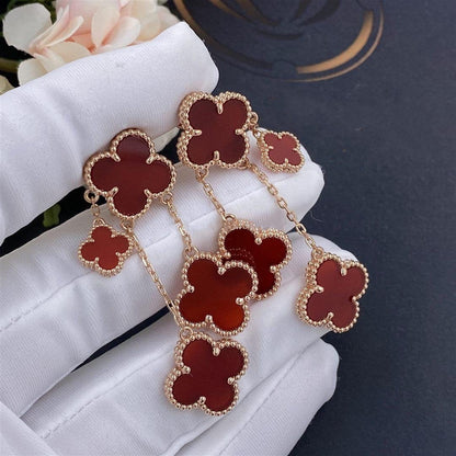 [vivabelle]CLOVER EARRINGS CARNELIAN 4 MOTIFS PINK GOLD