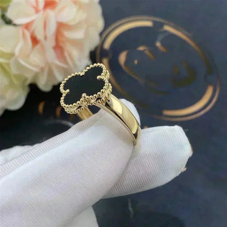 [vivabelle]CLOVER ONYX RING