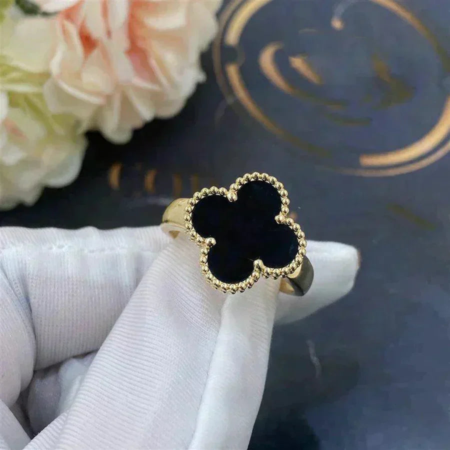 [vivabelle]CLOVER ONYX RING