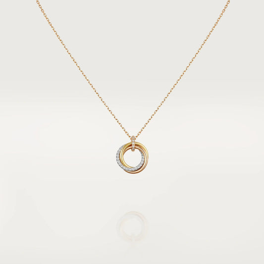 [vivabelle]TRINITY NECKLACE SILVER GOLD PINK GOLD DIAMONDS