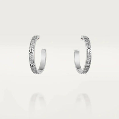 [vivabelle]LOVE DIAMOND SILVER HOOP EARRINGS