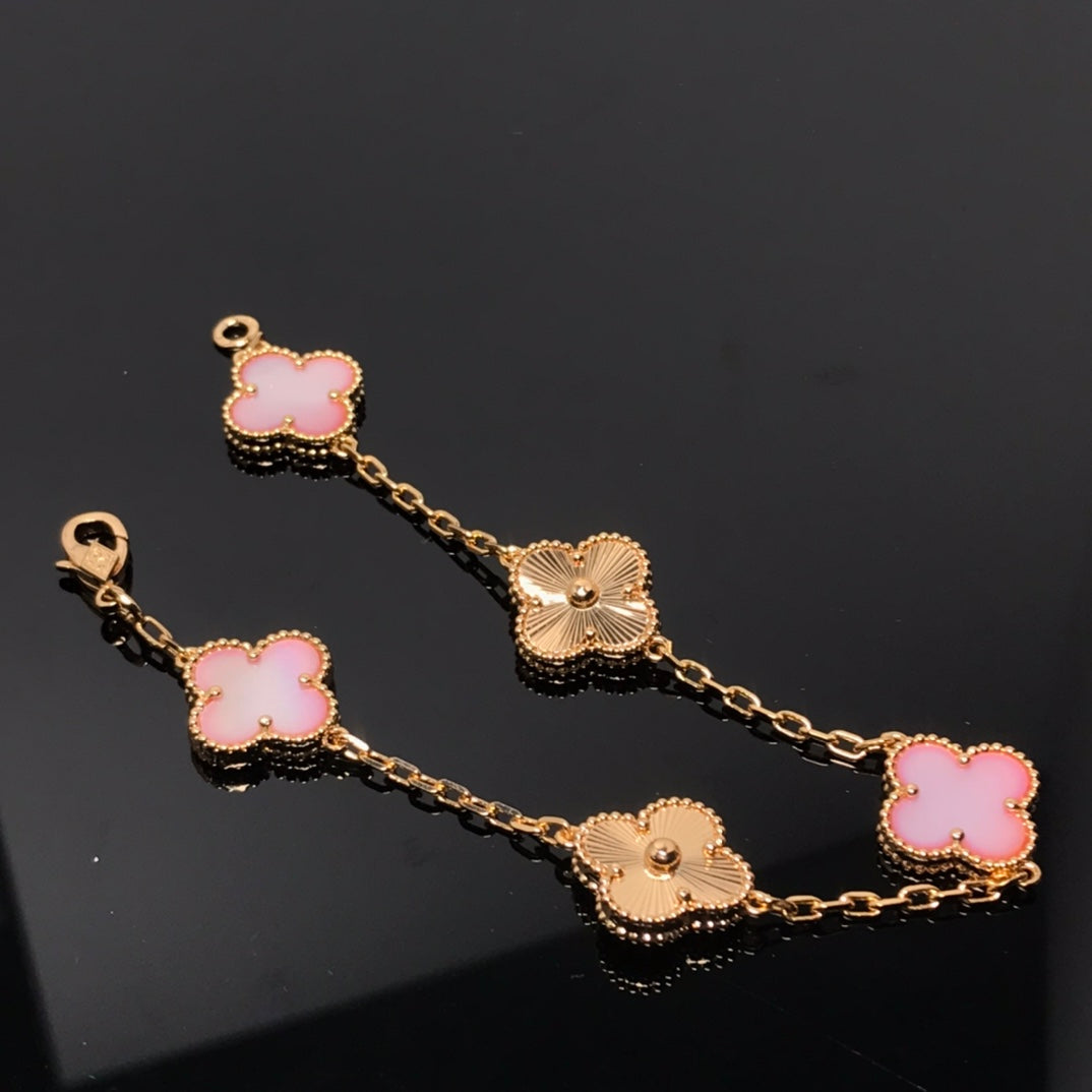 [vivabelle]CLOVER BRACELET 5 MOTIF PINK AND PINK GOLD