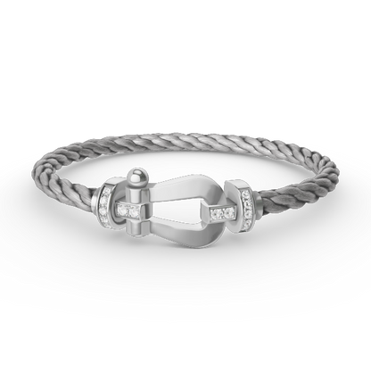 [vivabelle]FORCE LARGE HORSESHOE HALF DIAMOND BRACELET SILVER