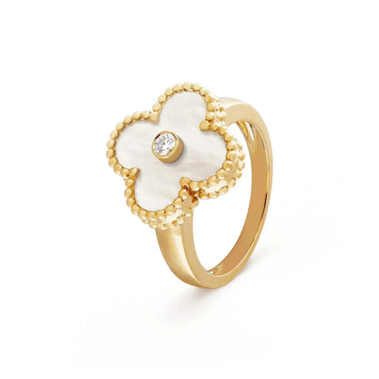 [vivabelle]CLOVER PINK MOP RING GOLD DIAMOND